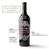 Classic Wedding Custom Etched Wine Bottle