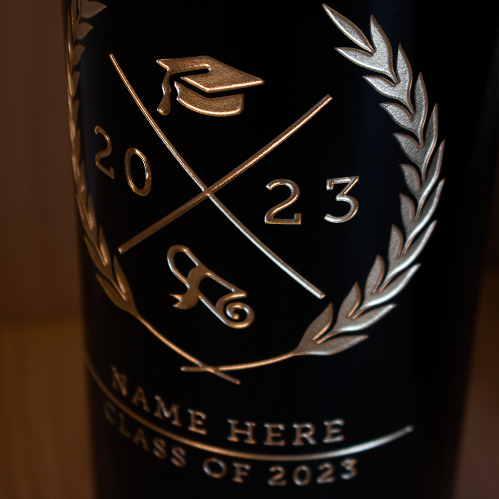 Custom Graduation Year Etched Wine Bottle
