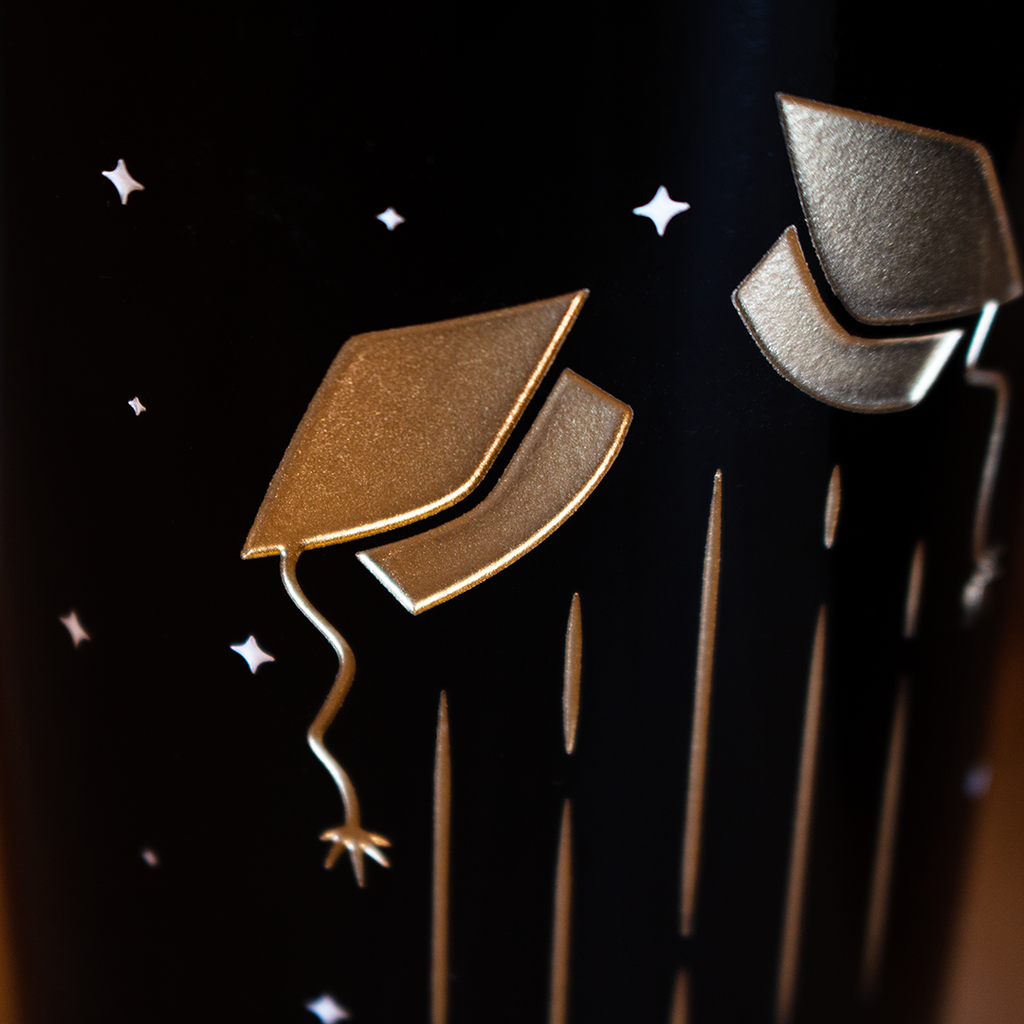 Custom Graduation Cap Etched Wine